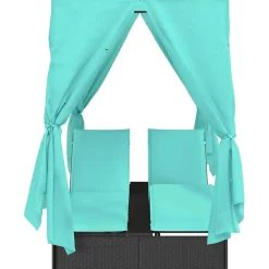 vidaXL Dubbele ligbed Turquoise poly rattan