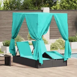 vidaXL Dubbele ligbed Turquoise poly rattan