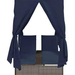 vidaXL Dubbele ligbed Zwart poly rattan