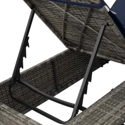vidaXL Dubbele ligbed Zwart poly rattan