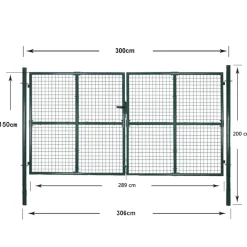 vidaXL Dubbele poort met deur 300x150 cm gepoedercoat staal