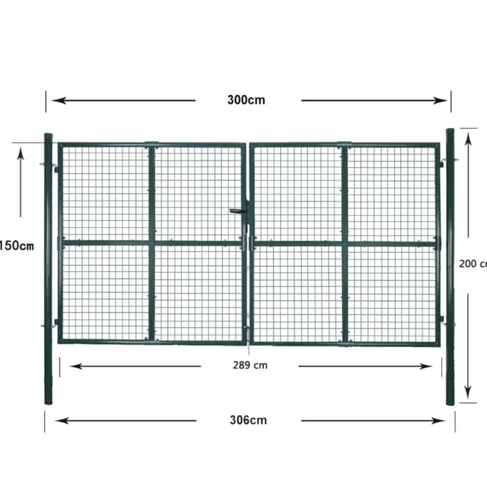 vidaXL Dubbele poort met deur 300x150 cm gepoedercoat staal