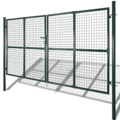 vidaXL Dubbele poort met deur 300x150 cm gepoedercoat staal