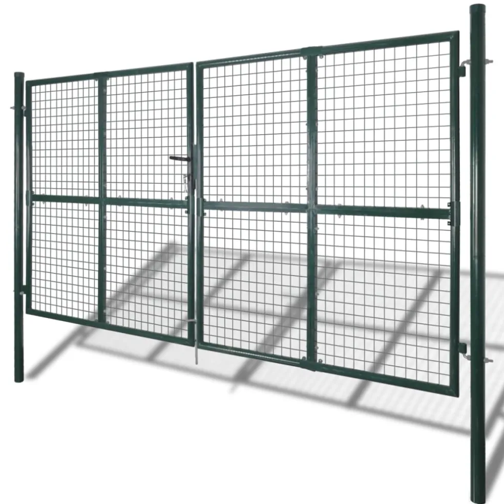 vidaXL Dubbele poort met deur 300x150 cm gepoedercoat staal
