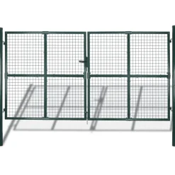 vidaXL Dubbele poort met deur 300x150 cm gepoedercoat staal