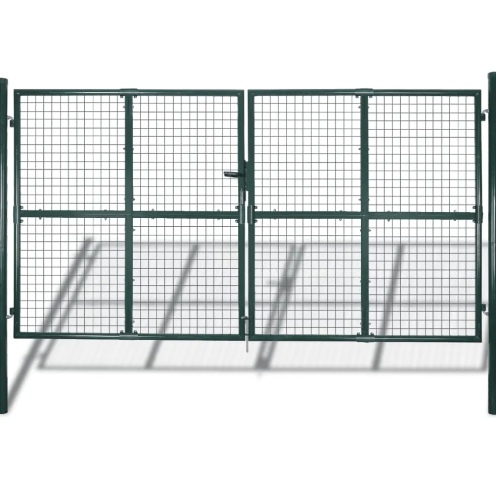 vidaXL Dubbele poort met deur 300x150 cm gepoedercoat staal