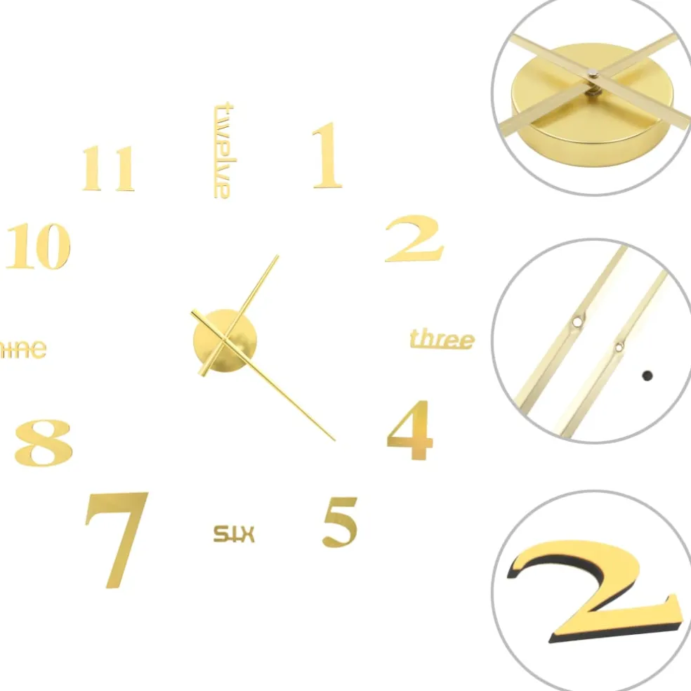 vidaXL 3D-wandklok 100 cm XXL modern zwart
