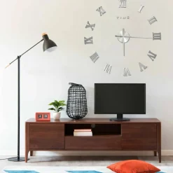 vidaXL 3D-wandklok modern XXL 100 cm zilverkleurig