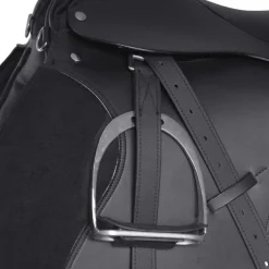 vidaXL Echt lederen paardrijzadel 16" 14 cm (5-in-1 set, zwart)