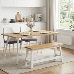 VidaXL Eetbank EKAI Wit 91,5 x 29 x 45,5 cm Massief grenenhout