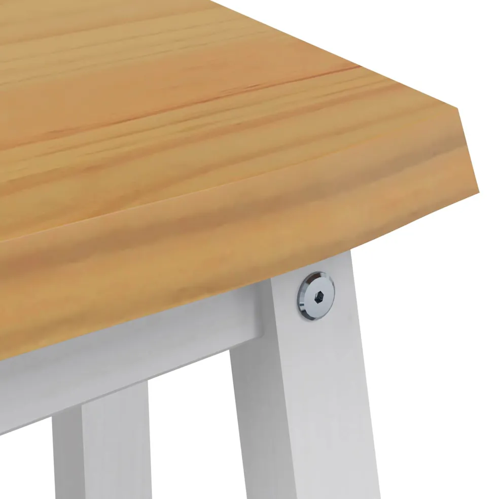 VidaXL Eetbank EKAI Wit 91,5 x 29 x 45,5 cm Massief grenenhout
