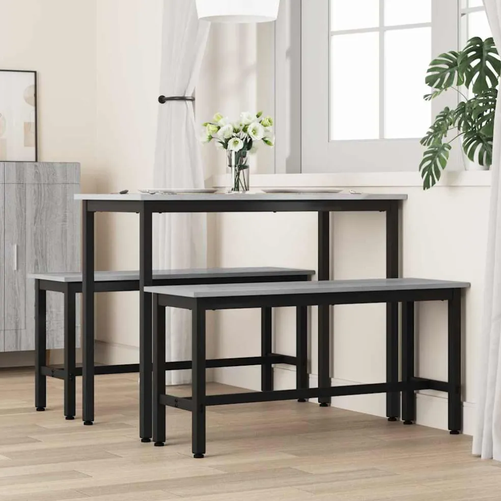 vidaXL Eetbank Grijs Sonoma 100 x 32,5 x 48,5 cm
