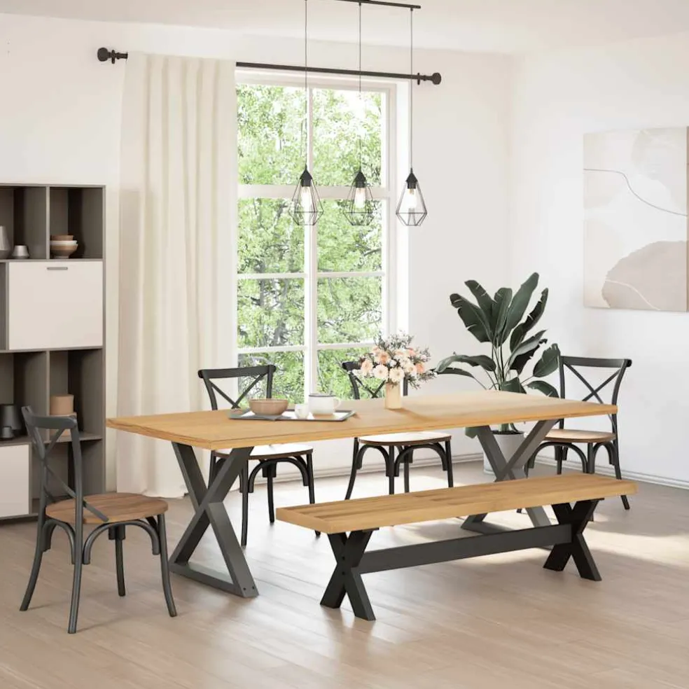 vidaXL Eetbank NOAIN X-vormige poten 180x40x45 cm massief hout