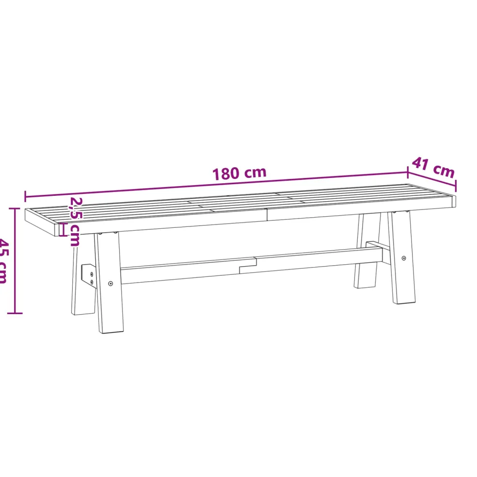 vidaXL Eetbank NOAIN 180 x 41 x 45 cm Massief grenenhout Zwart