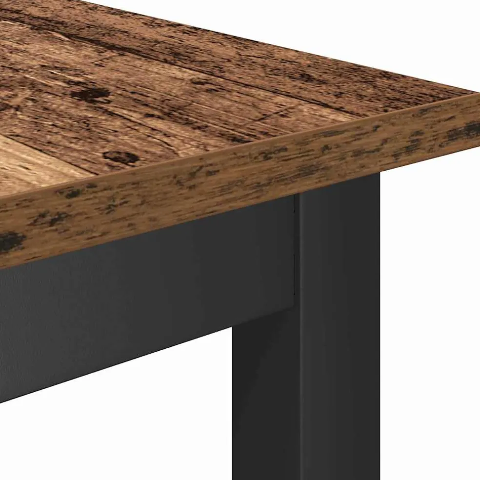 vidaXL Eetbank Oudhout 100 x 32,5 x 48,5 cm Engineered hout en staal