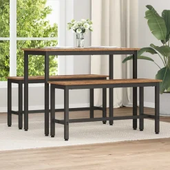 vidaXL Eetbank Oudhout 100 x 32,5 x 48,5 cm Engineered hout en staal