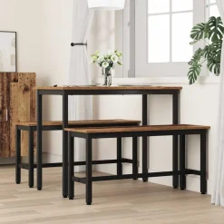 vidaXL Eetbank Oudhout 100 x 32,5 x 48,5 cm Engineered hout en staal