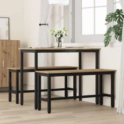 vidaXL Eetbank 100 x 32,5 x 48,5 cm Engineered hout en staal