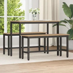 vidaXL Eetbank 100 x 32,5 x 48,5 cm Engineered hout en staal
