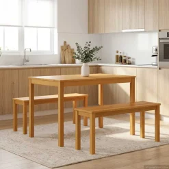 vidaXL Eetbank 95 x 32 x 45 cm Massief Eikenhout Naturel