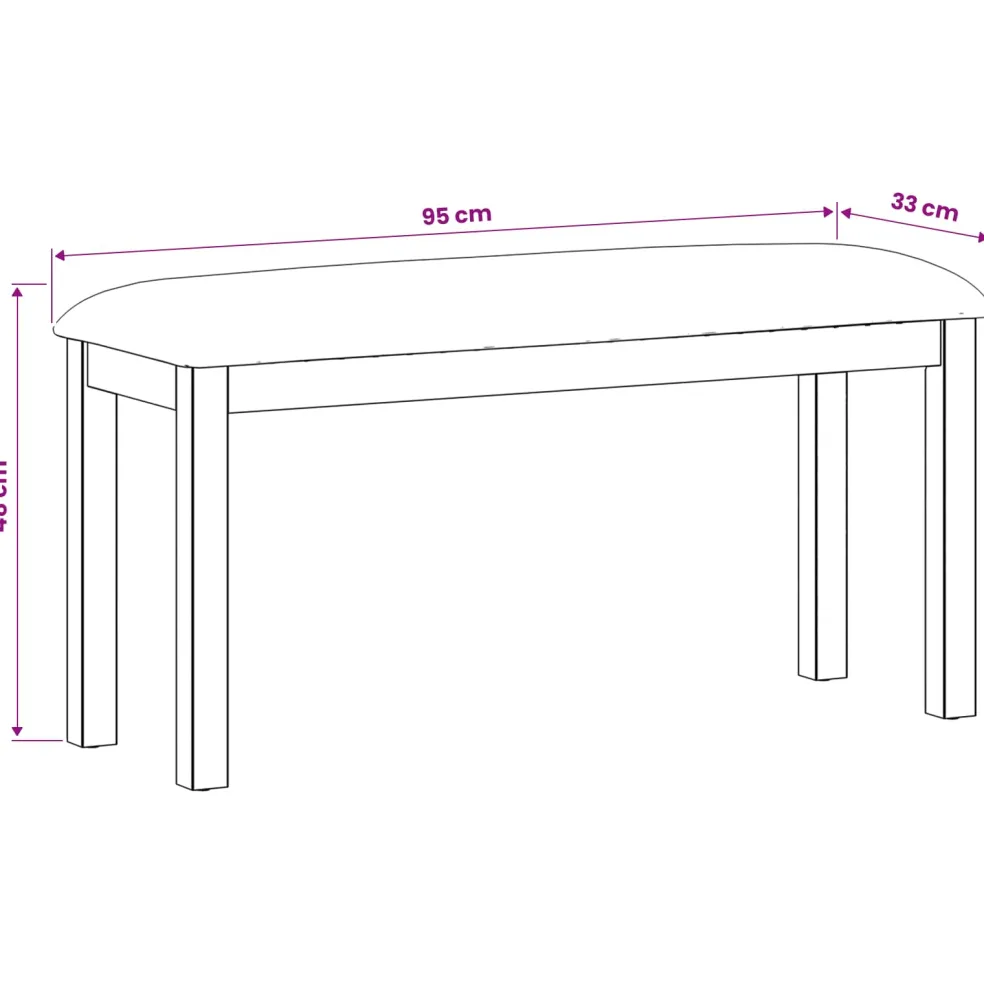 vidaXL Eetbank 95 x 32 x 45 cm Massief Eikenhout Zwart