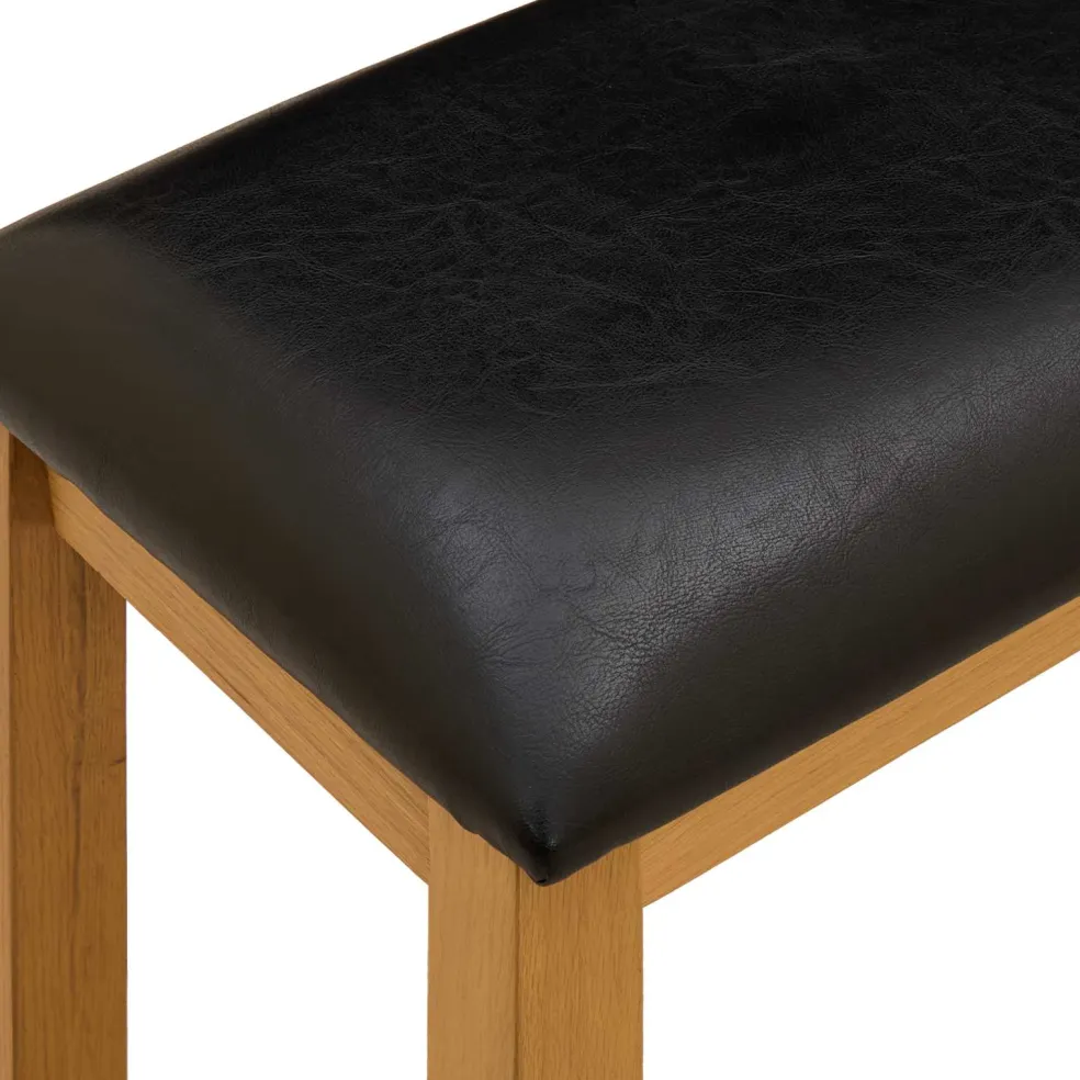 vidaXL Eetbank 95 x 32 x 45 cm Massief Eikenhout Zwart