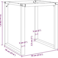 vidaXL Eetfelpoten O-frame 70x70x73 cm staal