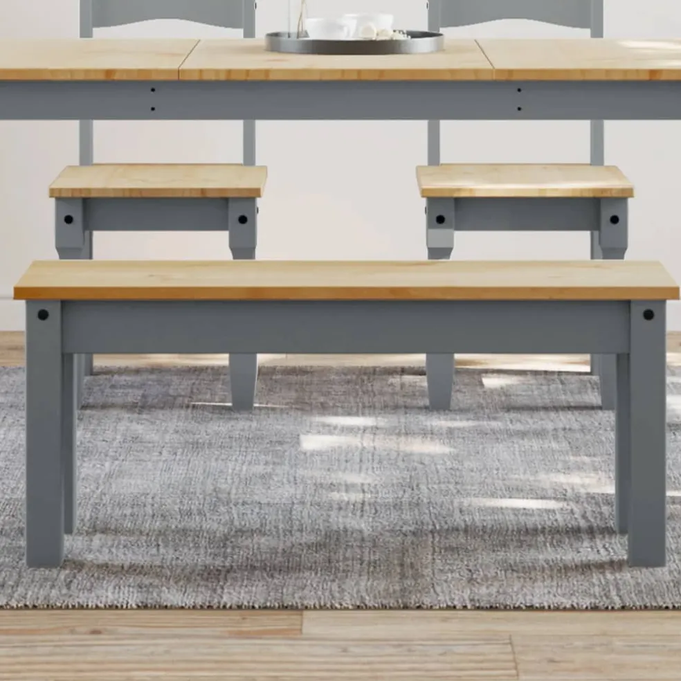 vidaXL Eetkamerbank Panama 105x30x45 cm massief grenenhout grijs