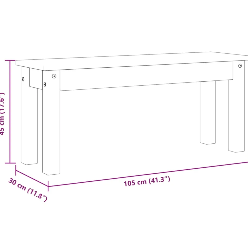 vidaXL Eetkamerbank Panama 105x30x45 cm massief grenenhout grijs