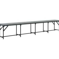 vidaXL Eetkamerbank 248x32x45 cm staal en kunstleer zwart