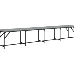 vidaXL Eetkamerbank 248x32x45 cm staal en kunstleer zwart