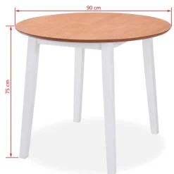 vidaXL Eetkamerset MDF en rubberwood wit 3-delig