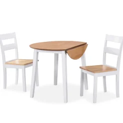 vidaXL Eetkamerset MDF en rubberwood wit 3-delig