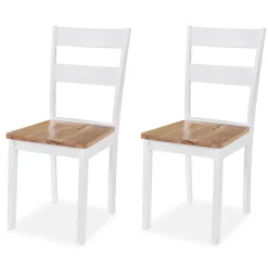 vidaXL Eetkamerset MDF en rubberwood wit 3-delig