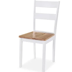 vidaXL Eetkamerset MDF en rubberwood wit 3-delig
