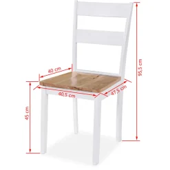 vidaXL Eetkamerset MDF en rubberwood wit 3-delig