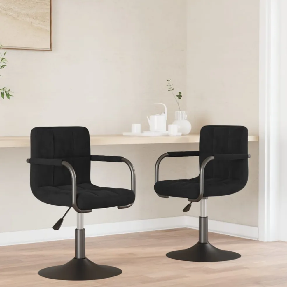 vidaXL Eetkamerstoelen draaibaar 2 st fluweel zwart