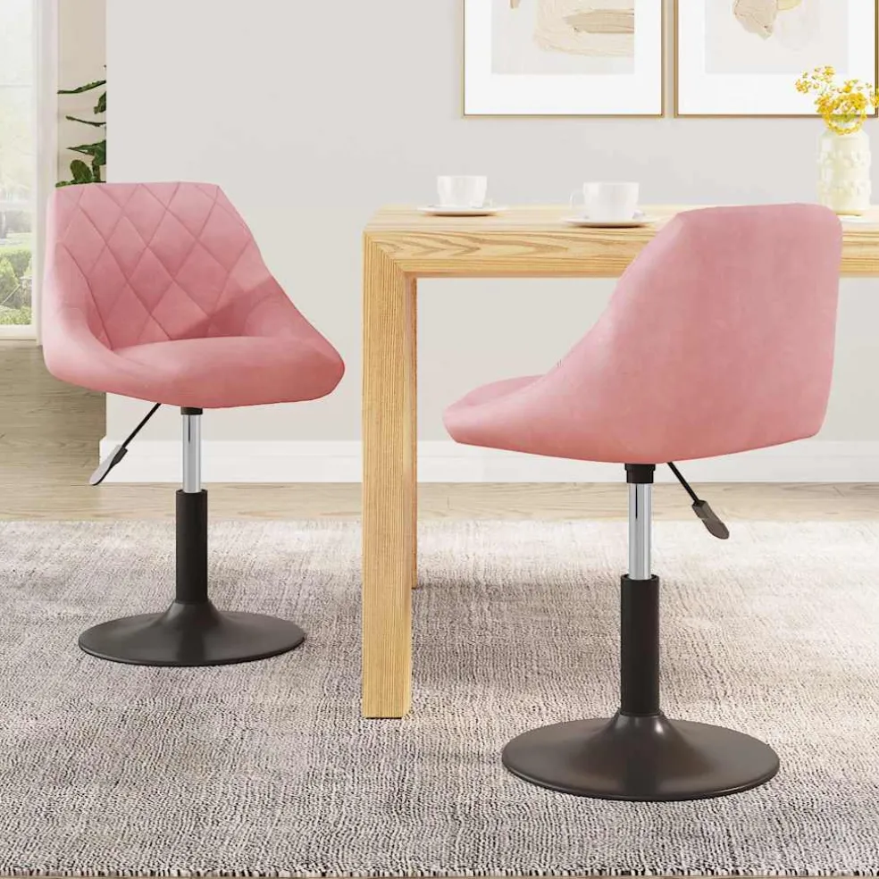 vidaXL Eetkamerstoelen draaibaar 2 st fluweel roze