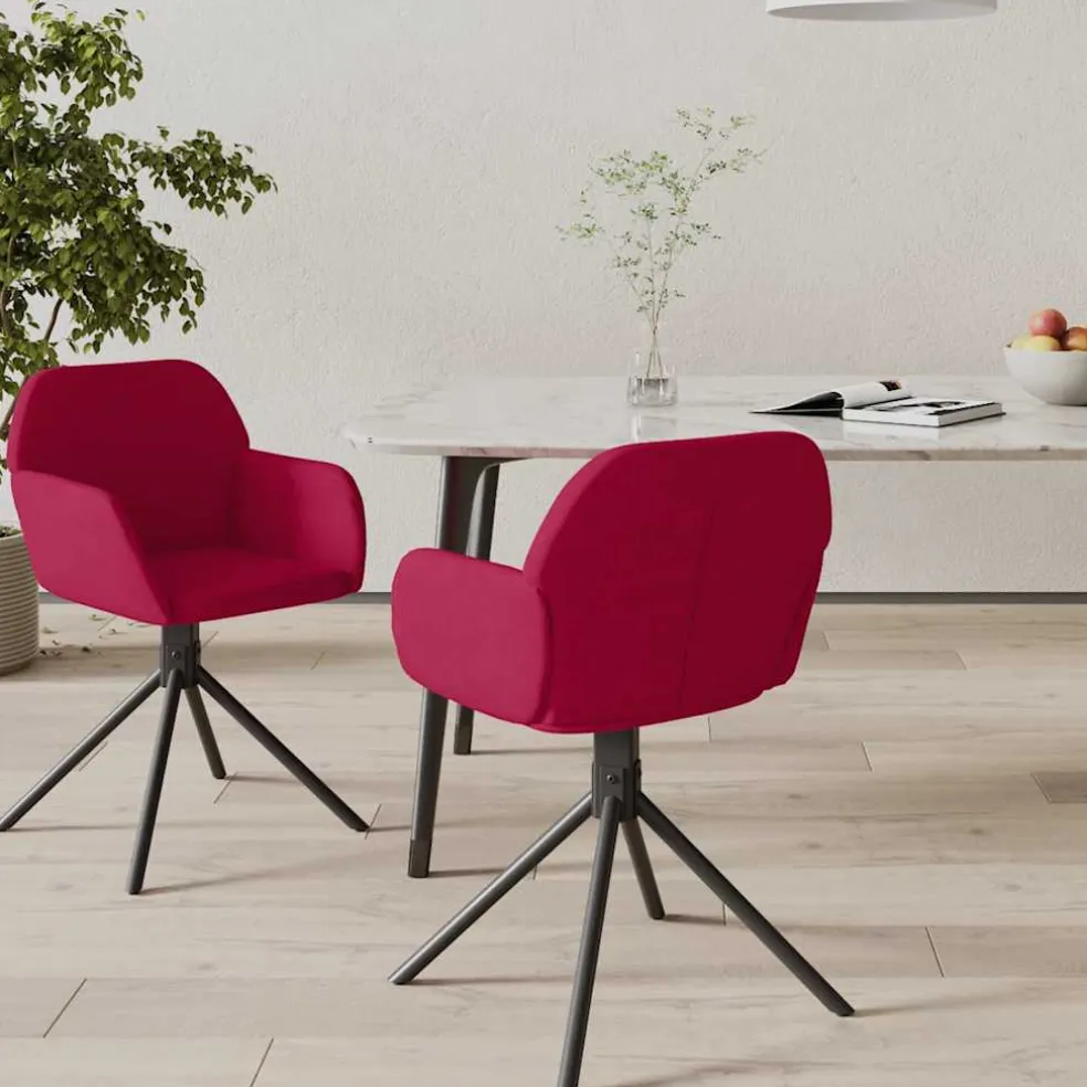 vidaXL Eetkamerstoelen draaibaar 2 st fluweel wijnrood
