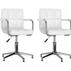 vidaXL Eetkamerstoelen draaibaar 2 st kunstleer wit