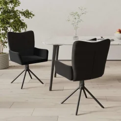 vidaXL Eetkamerstoelen draaibaar 2 st stof donkergrijs