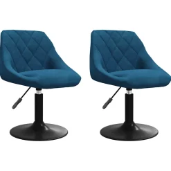 vidaXL Eetkamerstoelen draaibaar 2 st fluweel blauw