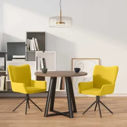 vidaXL Eetkamerstoelen draaibaar 2 st fluweel geel
