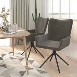 vidaXL Eetkamerstoelen draaibaar 2 st fluweel donkergrijs