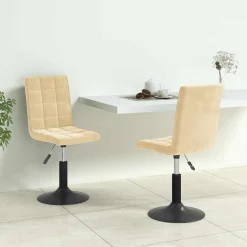 vidaXL Eetkamerstoelen draaibaar 2 st fluweel crèmekleurig