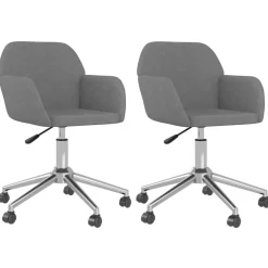 vidaXL Eetkamerstoelen draaibaar 2 st stof lichtgrijs