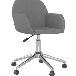 vidaXL Eetkamerstoelen draaibaar 2 st stof lichtgrijs
