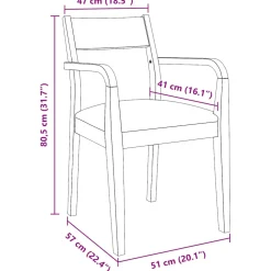 vidaXL Eetkamerstoelen met kussens 2 st massief hout rubber bruin