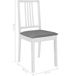 vidaXL Eetkamerstoelen met kussens 4 st massief hout wit