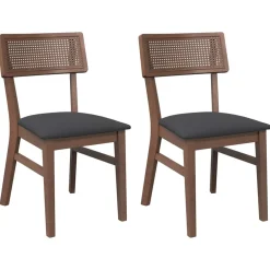 vidaXL Eetkamerstoelen met kussens 2 st massief hout rubber bruin